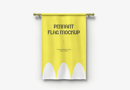 Yellow Fabric Rectangle Pennant Banner Mockup