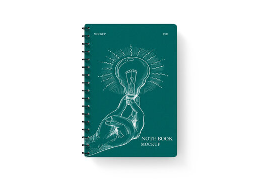 Top View Spiral Notebook PSD Mockup
