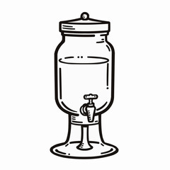 Obraz premium Drink dispenser glass spigot illustration in sketch style 
