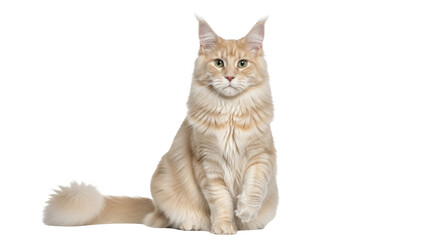 Isolated Maine Coon cat portrait, full view, long fur, elegant pose, beautiful big eyes, adorable feline © Radovan