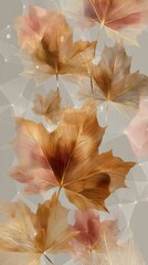 Minimalist seamless background with linear maple leaf outline, representing elegant autumn or fall season design