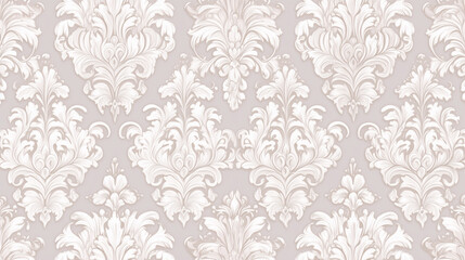 ライトピンクのダマスク模様の壁紙