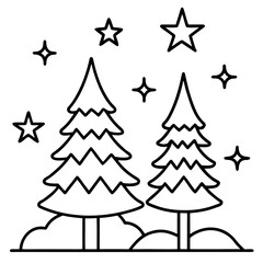 Christmas Tree Line Art Vector