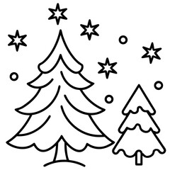 Christmas Tree Line Art Vector