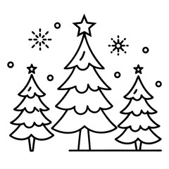 Christmas Tree Line Art Vector