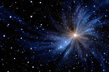 Glowing starburst spreading light across deep cosmos