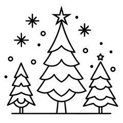 Fototapeta premium Christmas Tree Line Art Vector