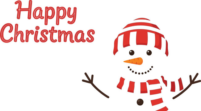 Cheerful happy christmas greeting with snowman illustration - Powered by Adobe