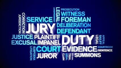 Jury Duty animated word cloud-text design animation tag kinetic typography seamless loop. - Powered by Adobe