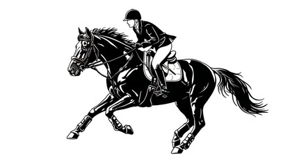 Obraz premium bold black vector of horse riding