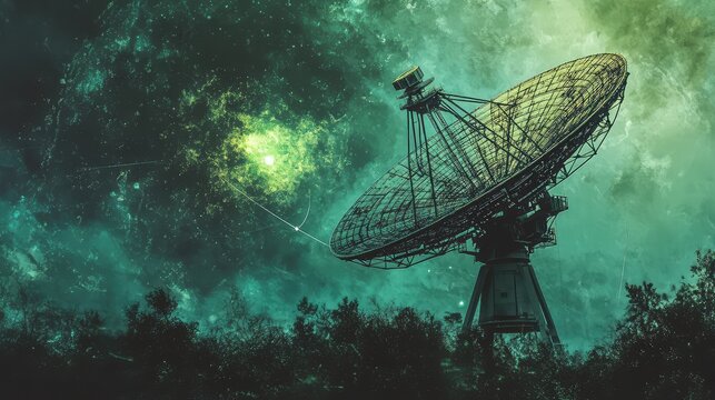Radio telescope exploring deep space and distant galaxy