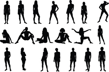 Human life stages silhouette, evolution of people from childhood to old age, growth, aging process illustration, generation concept, timeline progression, vector