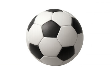 Fototapeta premium Soccer ball, classic black and white design, floating, sport equipment for playing games, transparent background