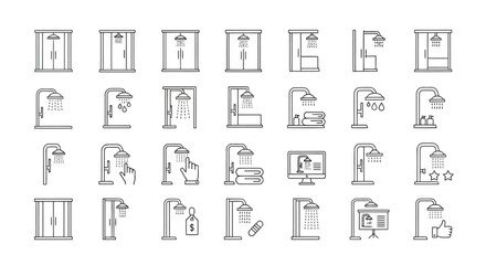 Fototapeta premium Collection of shower icons with various designs
