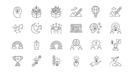 Fototapeta premium Collection of creative idea icons for inspiration