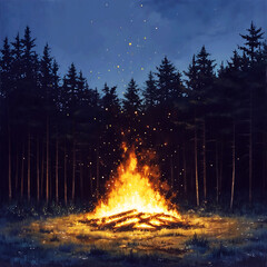 forest fire in the forest