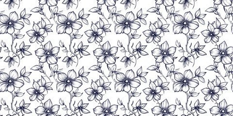 drawn flower. seamless pattern