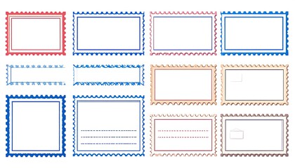 Colorful blank postage stamp templates