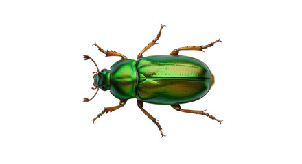 Isolated Emerald Green Beetle, Scarab Insect. Bright metallic beetle with shiny chitin