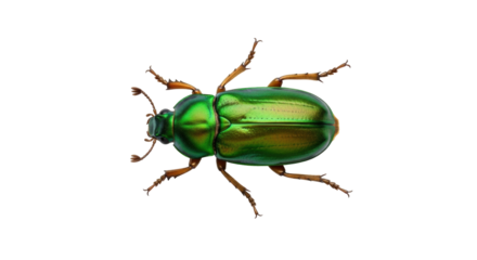 Isolated Emerald Green Beetle, Scarab Insect. Bright metallic beetle with shiny chitin