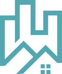  house realty icon business logo on abstract background with squares