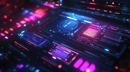 Obraz premium Digital data interface displaying futuristic technology concepts