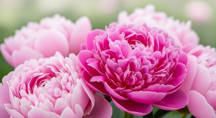 Vibrant Pink Peony Flowers in Full Bloom.
