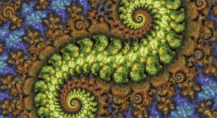 Intricate fractal spiral abstract pattern with organic digital textures