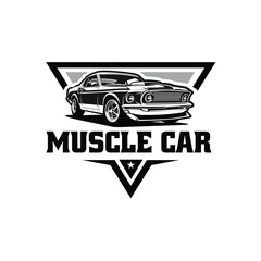 American muscle car logo sticker monochrome silhouette vector
