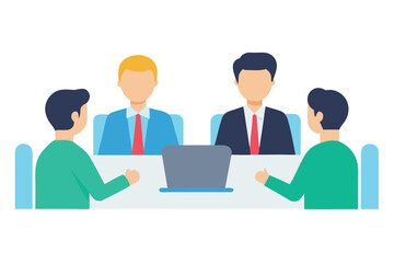 Illustration of people sitting around a table in a business meeting