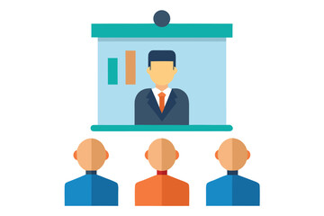 Business presentation with a faceless presenter and audience sitting in rows