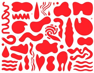 Abstract red shapes on white background