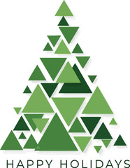 Fototapeta premium Geometric christmas tree design with happy holidays message