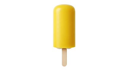 Isolated sweet yellow popsicle, frozen treat on wooden stick, summer dessert refreshment