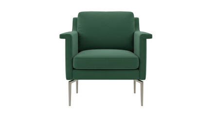 Isolated green fabric armchair minimalist design furniture in modern style home decor object