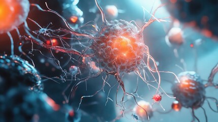 Obraz premium Neurons firing sending signals in neural network