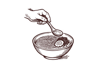 Ramen hand drawn sketch vector illustration