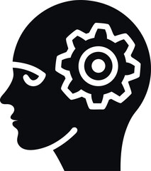 Vector art of human head with gear representing thinking, brainstorming, and problemsolving in business and technology concepts