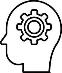 Vector art of human head with gear representing thinking, brainstorming, and problemsolving in business and technology concepts