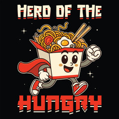 Cute Superhero Noodle Box Mascot Vector Illustration t-shirt design template eps file