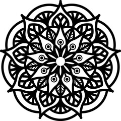 Mandala. Vintage Round Ornament Pattern. Stylized Ornamental Flower. Decorative element for any kind of design. Coloring book.