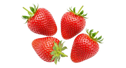Isolated red ripe strawberries, a natural summer fruit, and a flavorful food to enjoy eating