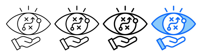 Strategic Vision Icon Different Style Outline Collection Set