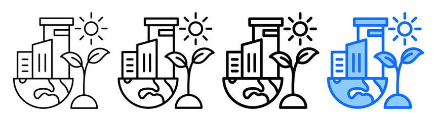 Ecosystem Building Icon Different Style Outline Collection Set