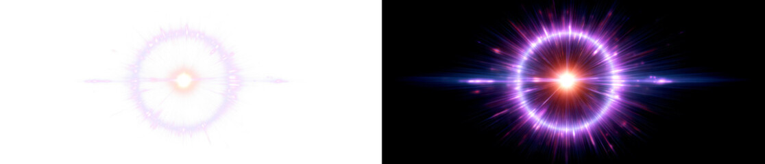Obraz premium Energy Burst with Light and Colorful Radiance Effects Display on Transparent and Black Background, png