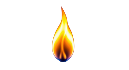 Isolated flame dancing, with a blue base and yellow and orange hues, energy and passion