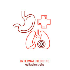 Internal medicine icon with stomach, lungs. Doctor profession.