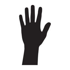 Obraz premium Black silhouette of an open hand on white background