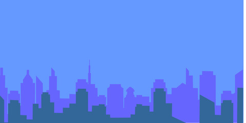 City skyline silhouette with blue background urban landscape illustration