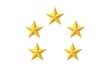 Obraz premium Five gold rating stars for customer product review or service quality experience on transparent background